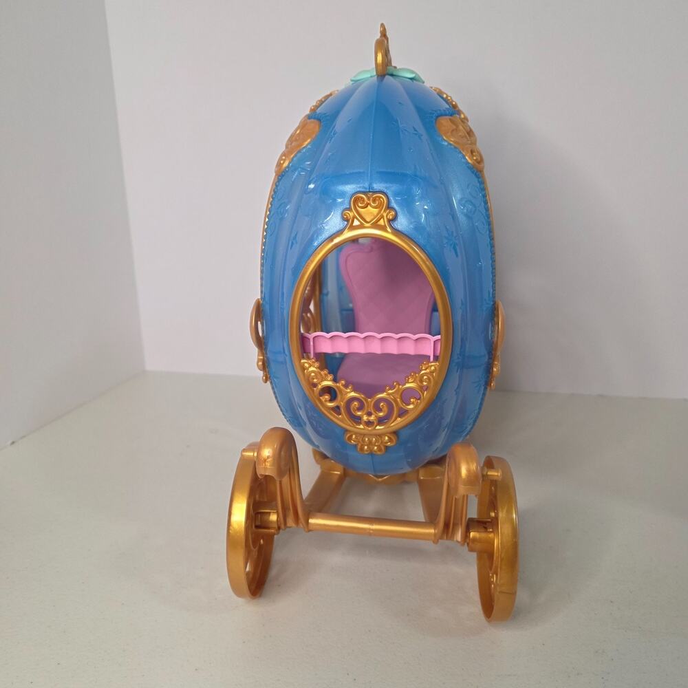 Disney Princess Cinderella Carriage Toy Mattel 2023 Coach Blue Gold - Picture 3 of 7